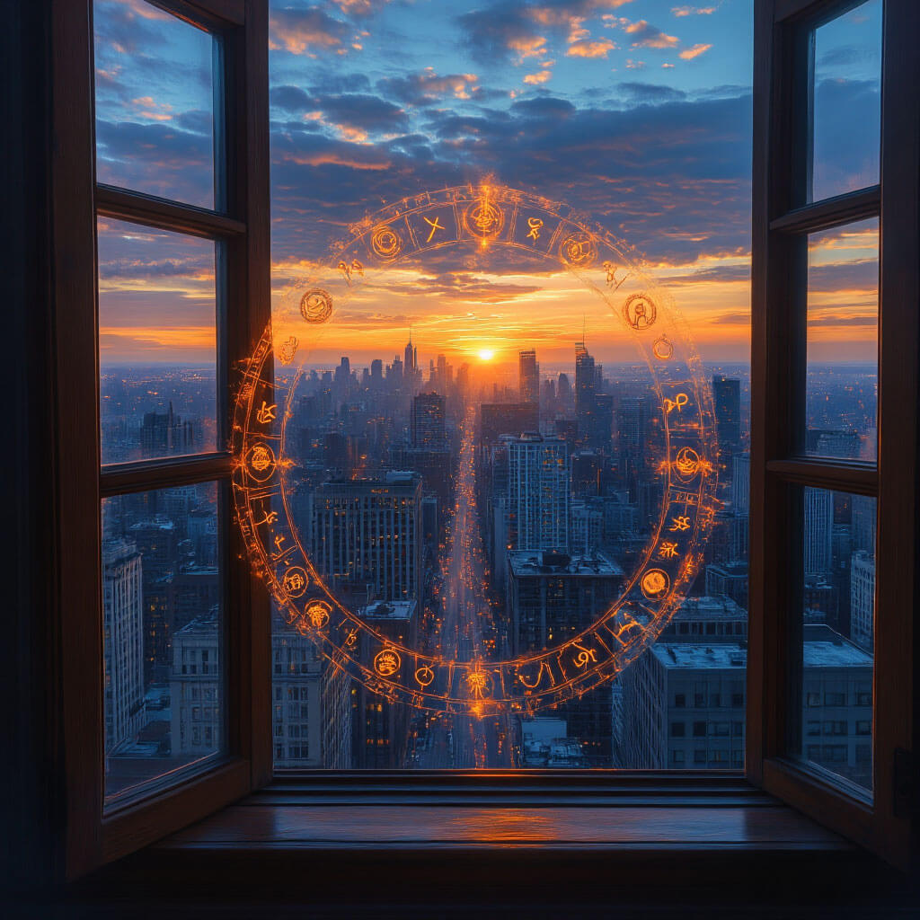 Orbesse - Priveliște cu simboluri zodiacale